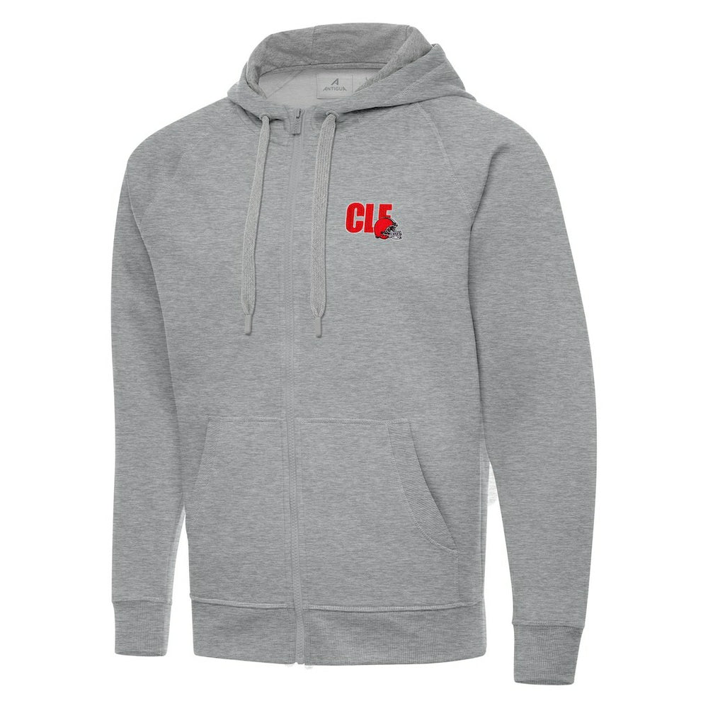 Men's Cleveland Browns Antigua Victory Full-Zip Hoodie Heather Gray - NFL