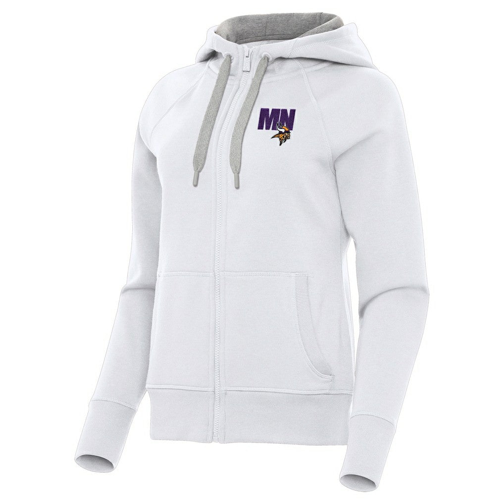 Minnesota Vikings Antigua Women's Victory Full-Zip Hoodie White - NFL