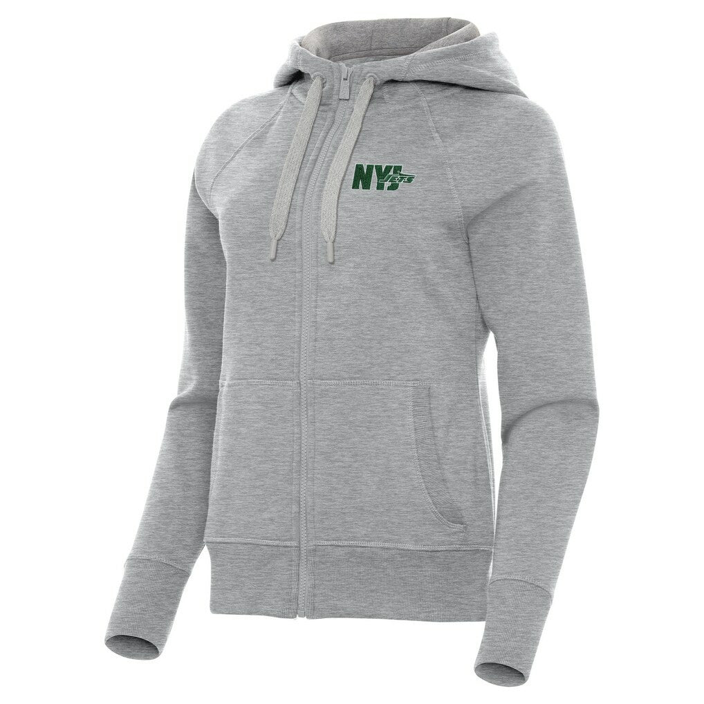 New York Jets Antigua Women's Victory Full-Zip Hoodie Heather Gray - NFL
