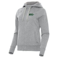 New York Jets Antigua Women's Victory Full-Zip Hoodie Heather Gray - NFL