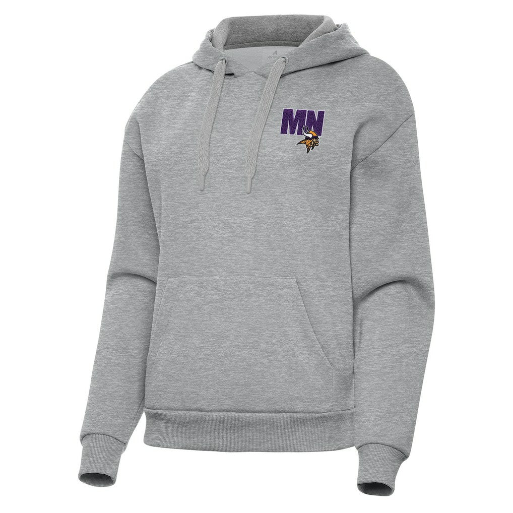 Minnesota Vikings Antigua Women's Victory Pullover Hoodie Heather Gray - NFL