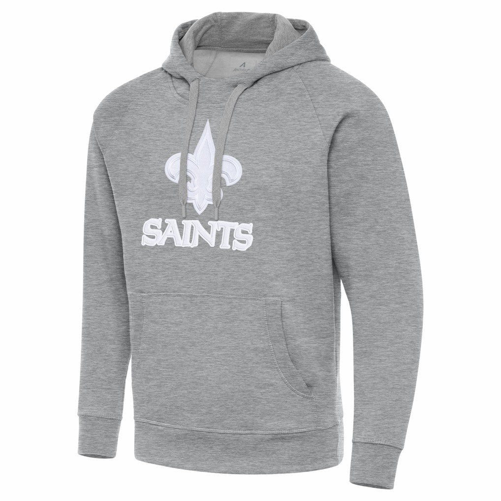 New Orleans Saints Antigua Victory Pullover Hoodie Heather Gray - NFL