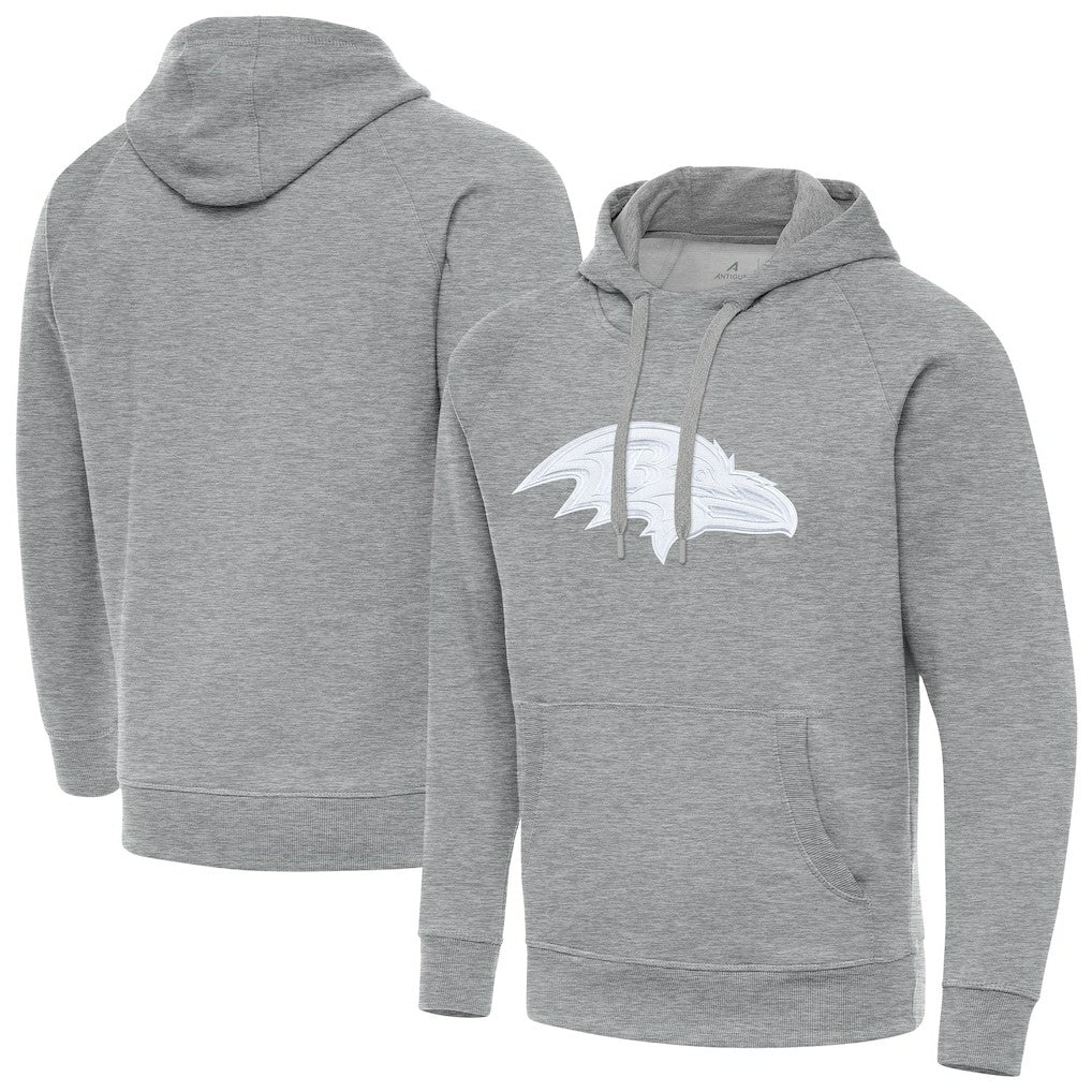 Baltimore Ravens Antigua Victory Pullover Hoodie Heather Gray - NFL