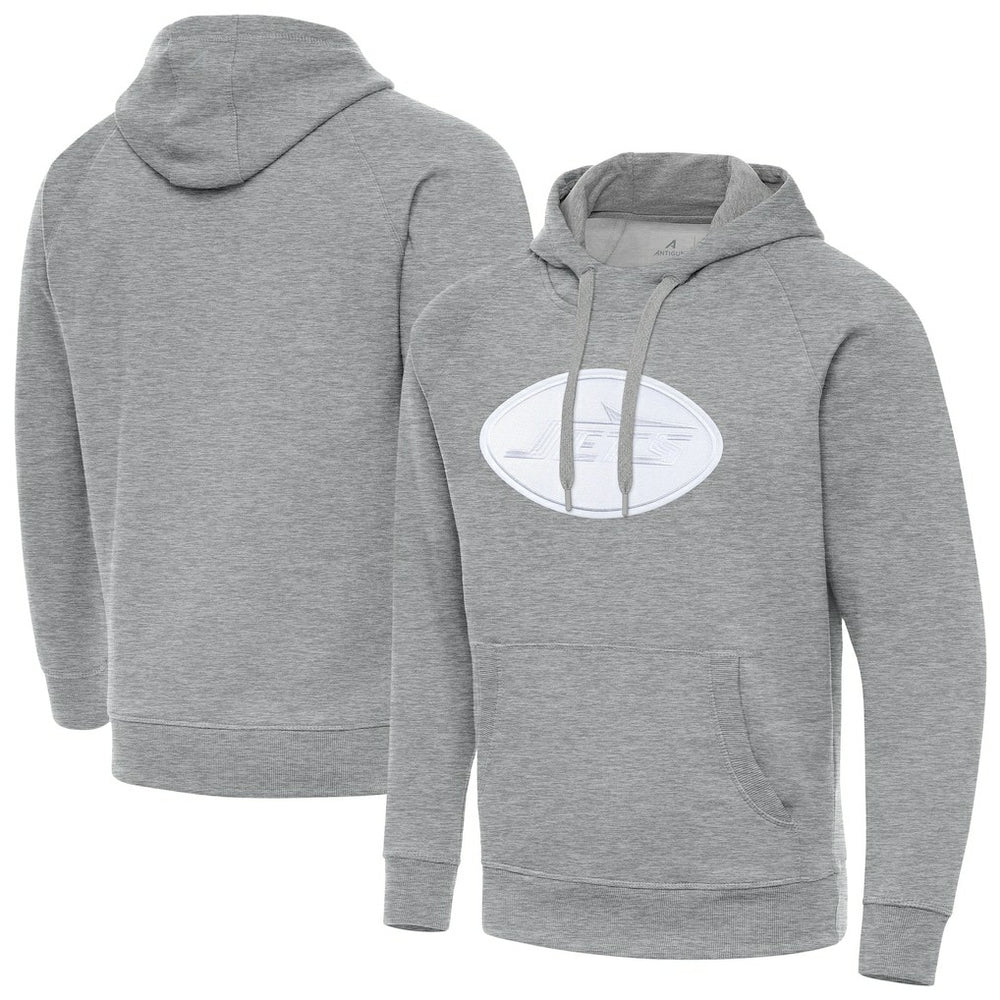 New York Jets Antigua Victory Pullover Hoodie Heather Gray - NFL