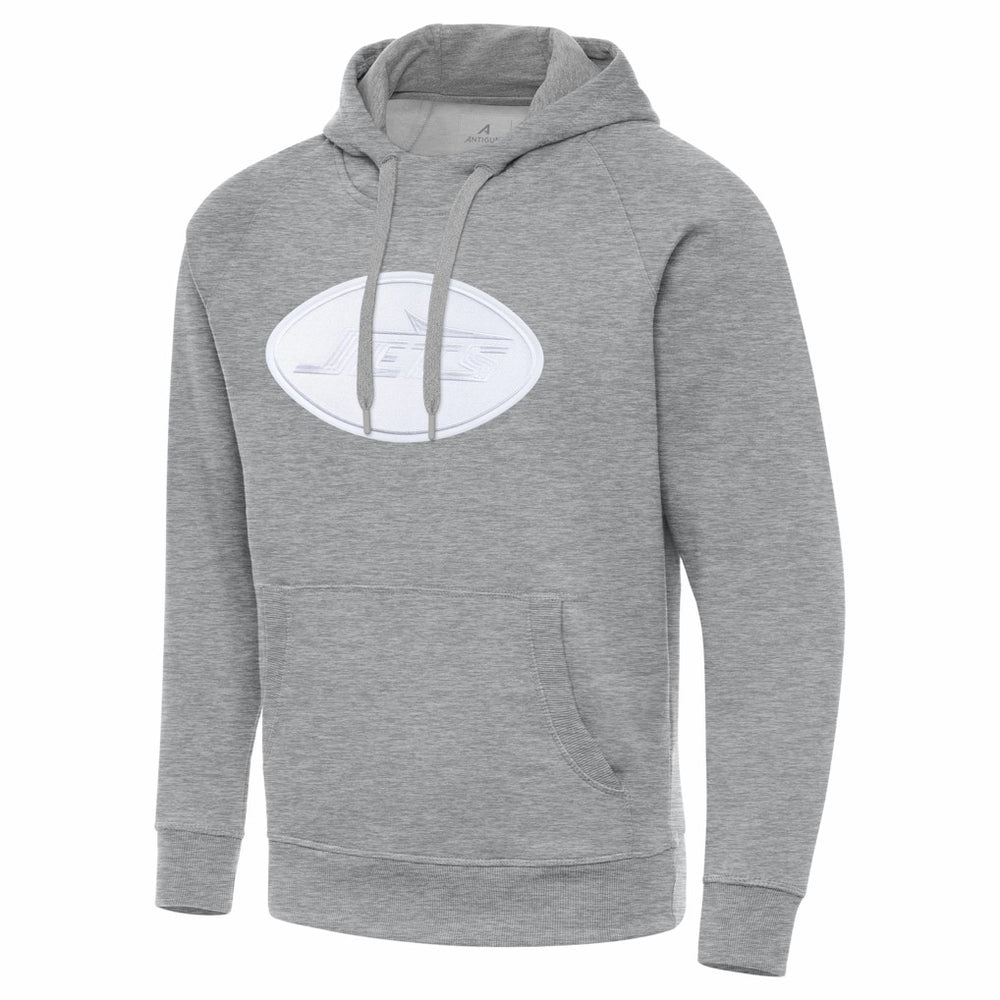 New York Jets Antigua Victory Pullover Hoodie Heather Gray - NFL