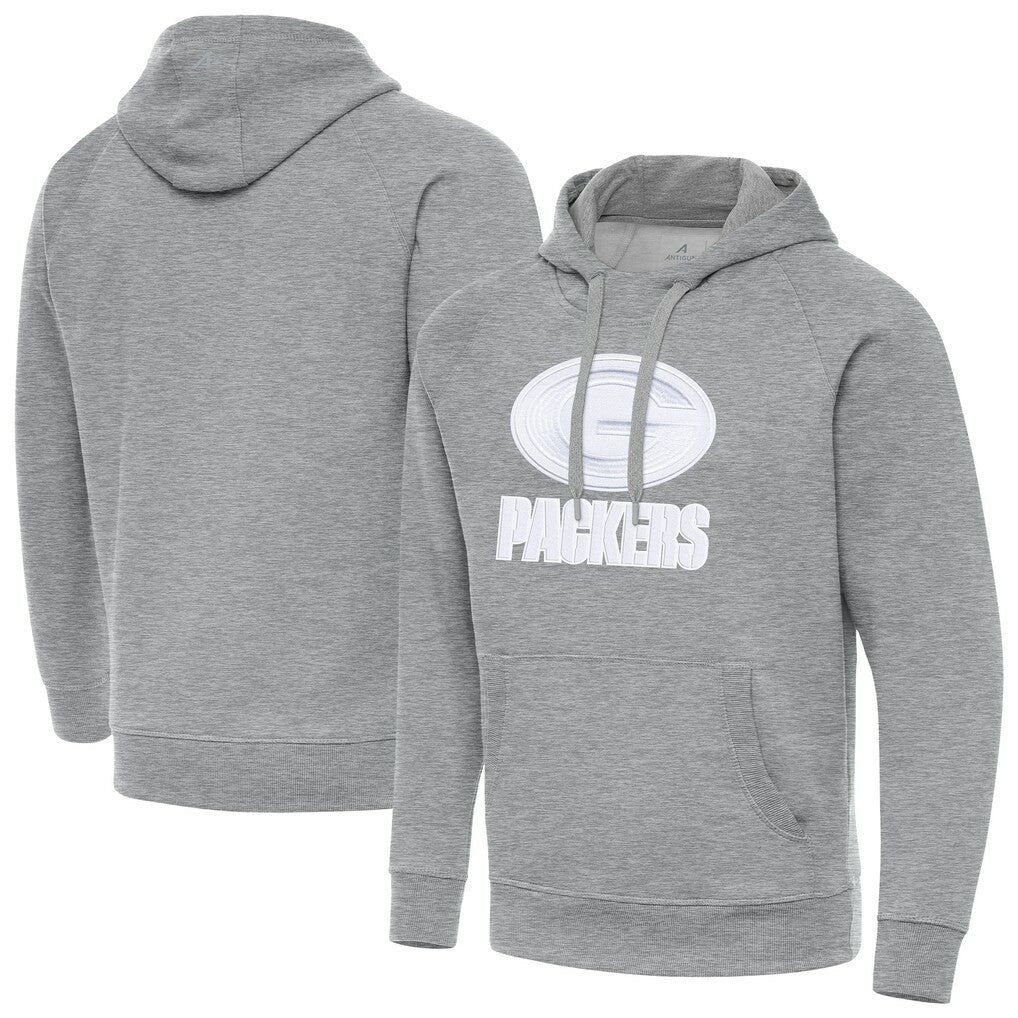 Green Bay Packers Antigua Victory Pullover Hoodie Heather Gray - NFL