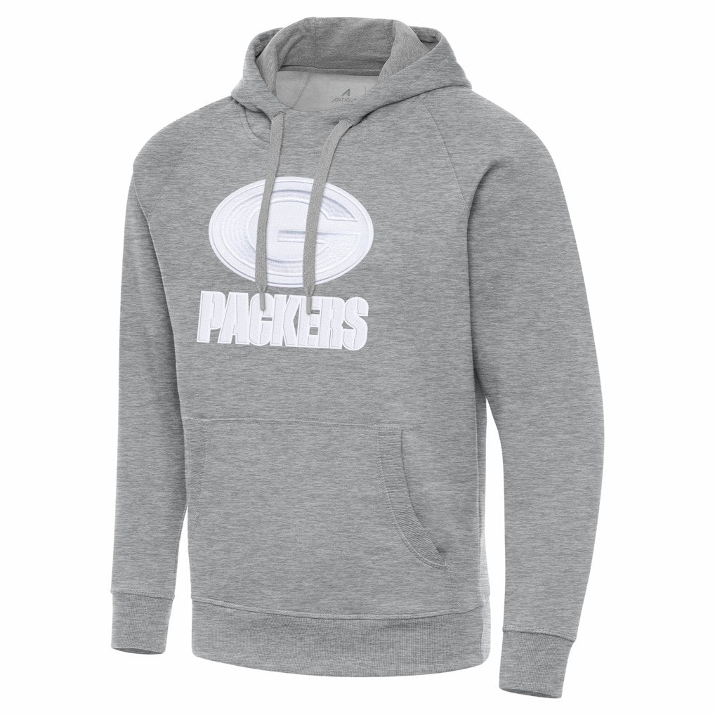 Green Bay Packers Antigua Victory Pullover Hoodie Heather Gray - NFL