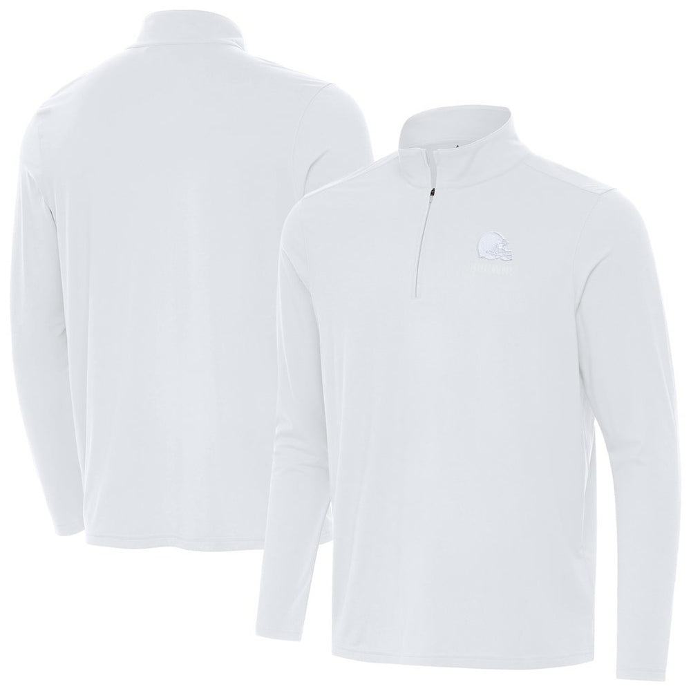 Cleveland Browns Antigua Intent Quarter-Zip Jacket White - NFL