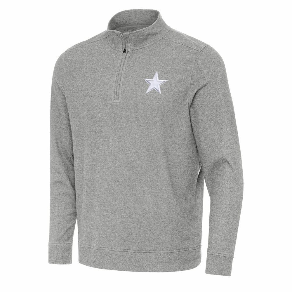Dallas Cowboys Antigua Subtle Quarter-Zip Jacket Heather Gray - NFL