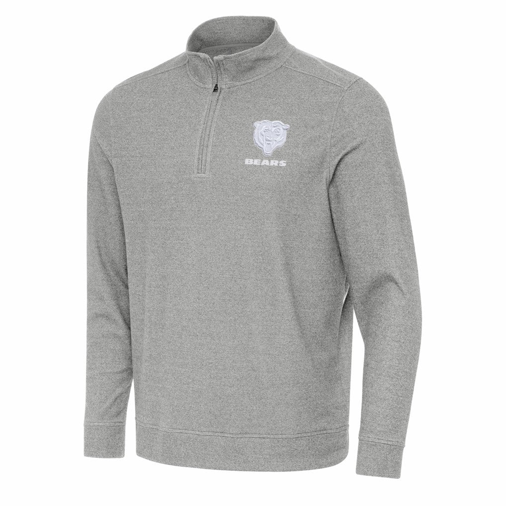 Chicago Bears Antigua Subtle Quarter-Zip Jacket Heather Gray - NFL