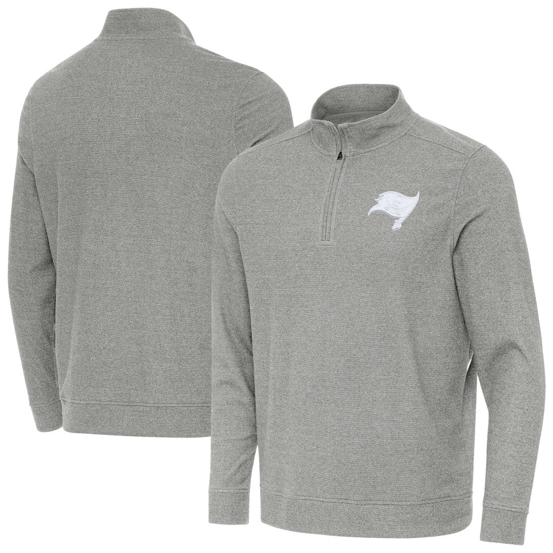 Tampa Bay Buccaneers Antigua Subtle Quarter-Zip Jacket Heather Gray - NFL