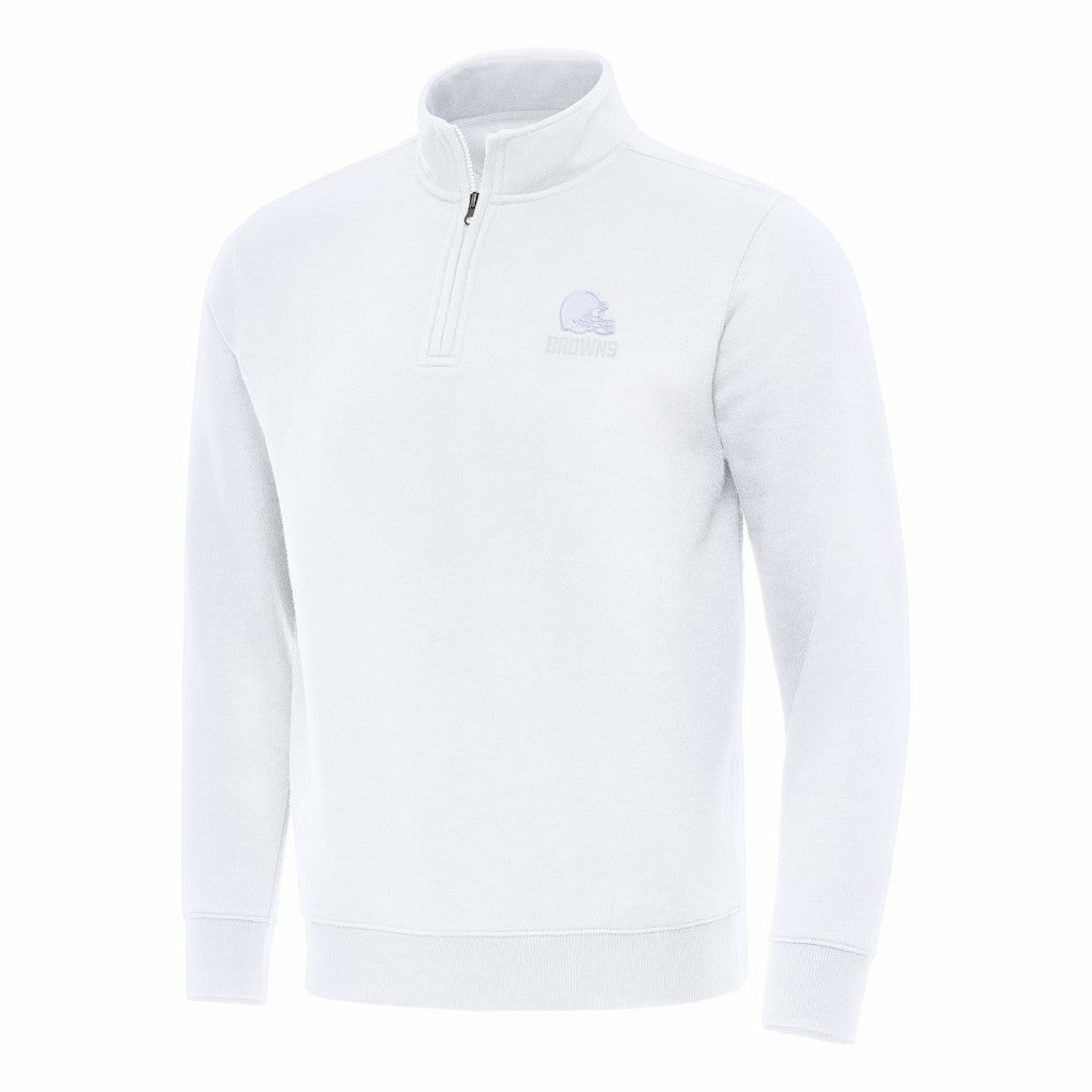 Cleveland Browns Antigua Victory Quarter-Zip Top White - NFL