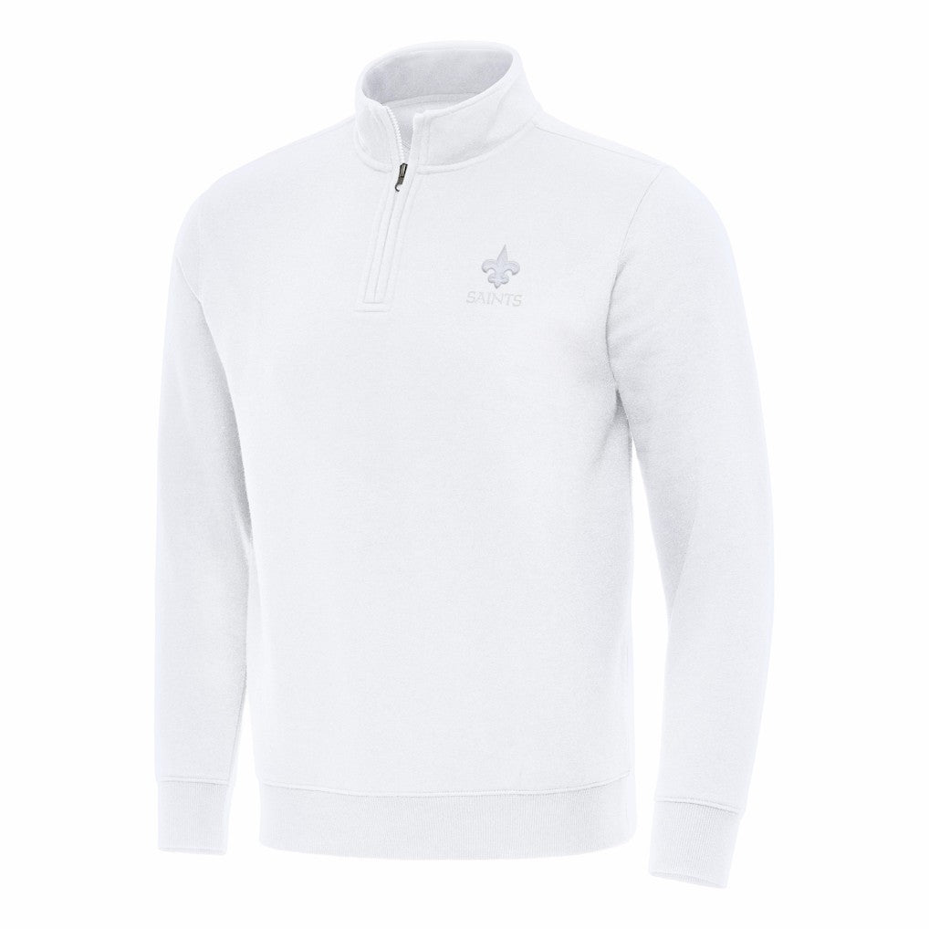 New Orleans Saints Antigua Victory Quarter-Zip Top White - NFL