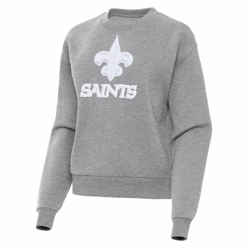 New Orleans Saints Antigua Women's Victory Pullover Sweatshirt Heather Gray - NFL