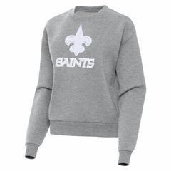 New Orleans Saints Antigua Women's Victory Pullover Sweatshirt Heather Gray - NFL