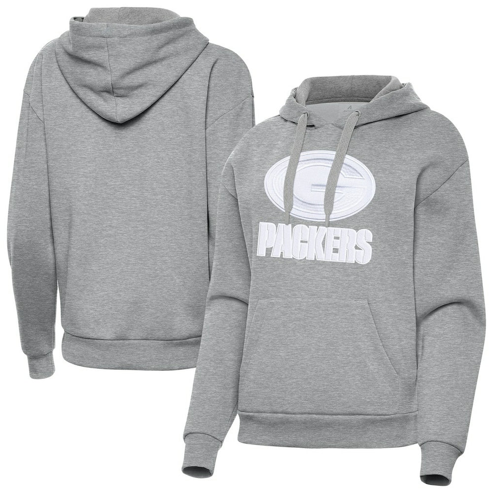 Green Bay Packers Antigua Women's Victory Pullover Hoodie Heather Gray - NFL
