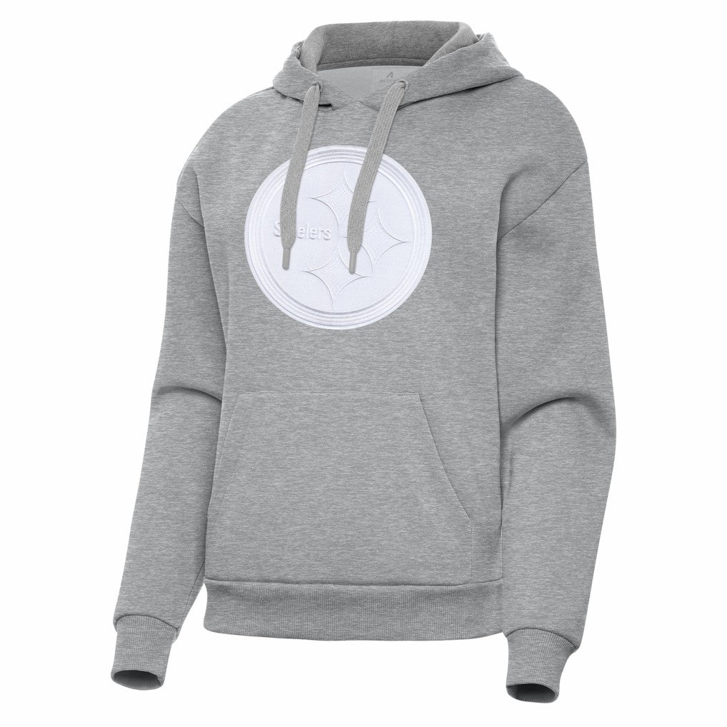Pittsburgh Steelers Antigua Women's Victory Pullover Hoodie Heather Gray - NFL