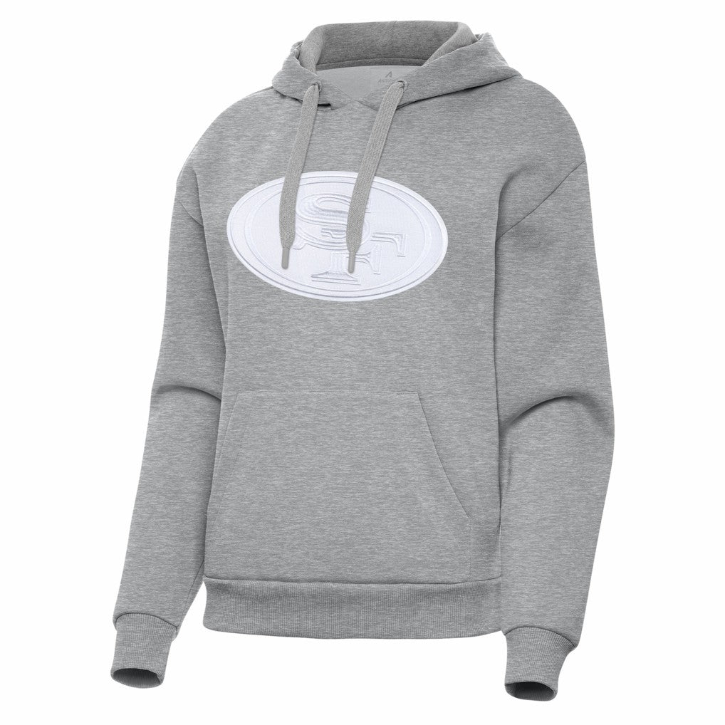 San Francisco 49ers Antigua Women's Victory Pullover Hoodie Heather Gray - NFL