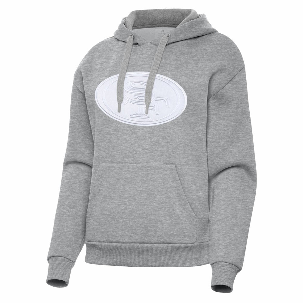 San Francisco 49ers Antigua Women's Victory Pullover Hoodie Heather Gray - NFL