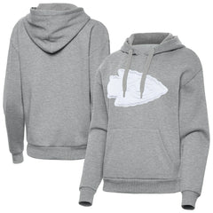 Kansas City Chiefs Antigua Women's Victory Pullover Hoodie Heather Gray - NFL