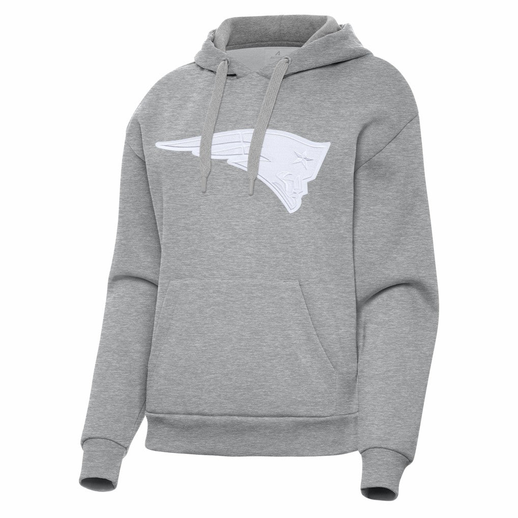 New England Patriots Antigua Women's Victory Pullover Hoodie Heather Gray - NFL