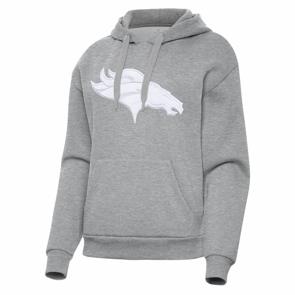 Denver Broncos Antigua Women's Victory Pullover Hoodie Heather Gray - NFL
