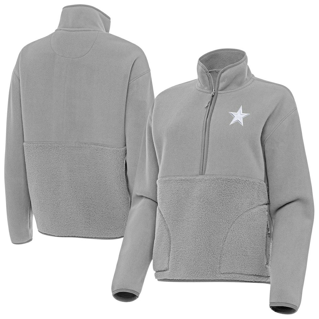 Dallas Cowboys Antigua Women's Figure Half-Zip Sweatshirt Gray - NFL