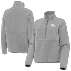 Denver Broncos Antigua Women's Figure Half-Zip Sweatshirt Gray - NFL