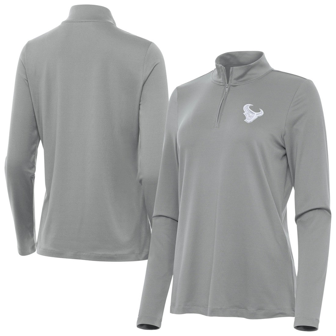 Houston Texans Antigua Women's Reprocess Quarter-Zip Top Gray - NFL