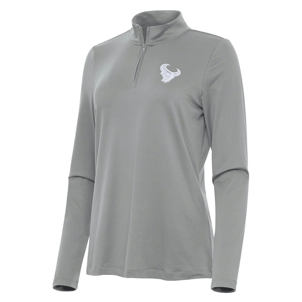 Houston Texans Antigua Women's Reprocess Quarter-Zip Top Gray - NFL