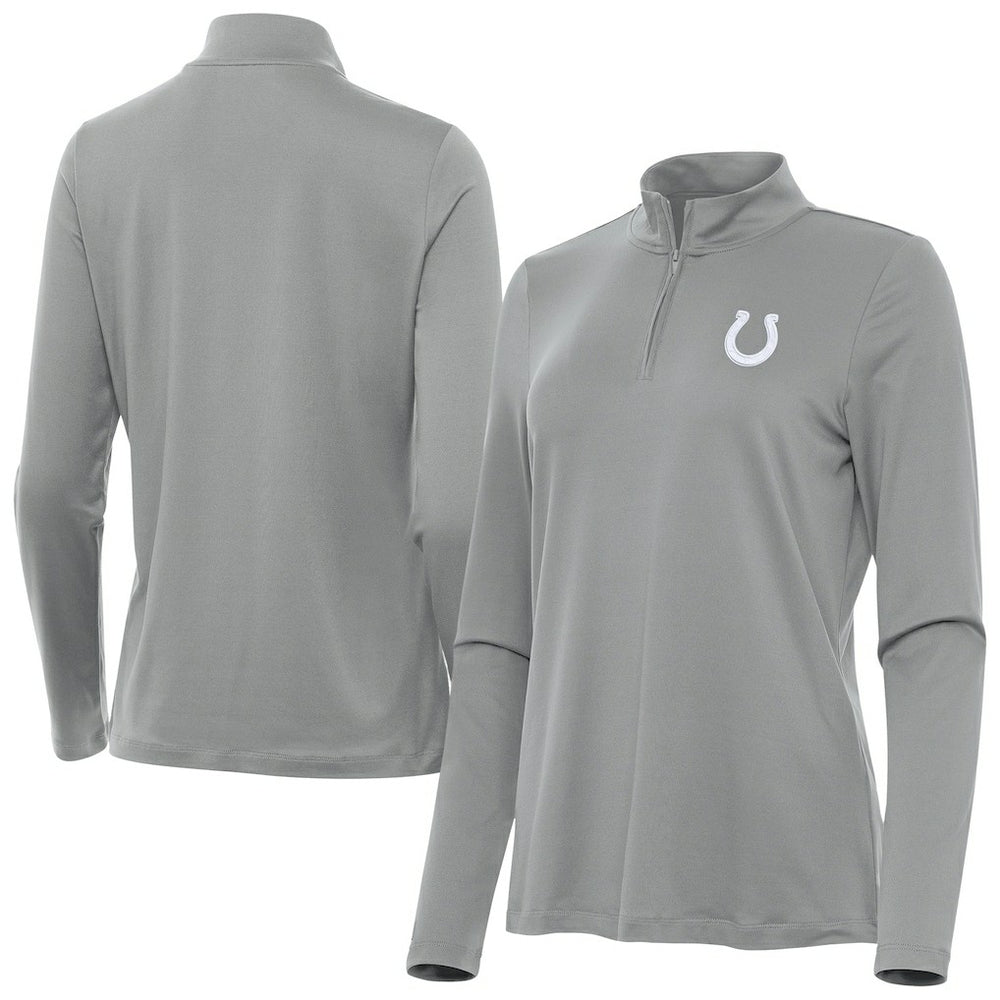Indianapolis Colts Antigua Women's Reprocess Quarter-Zip Top Gray - NFL