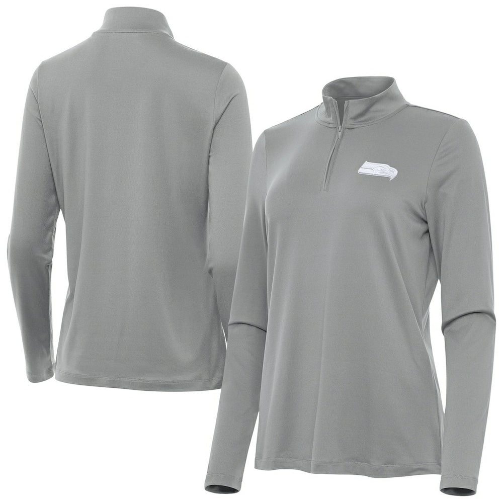 Seattle Seahawks Antigua Women's Reprocess Quarter-Zip Top Gray - NFL