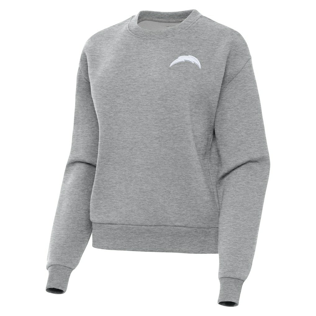 Los Angeles Chargers Antigua Women's Victory Crew Pullover Sweatshirt Heather Gray - NFL