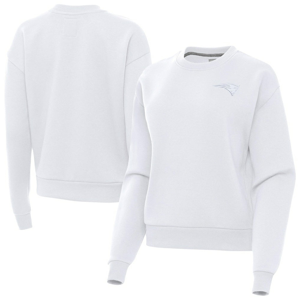 New England Patriots Antigua Women's Victory Crew Pullover Sweatshirt White - NFL