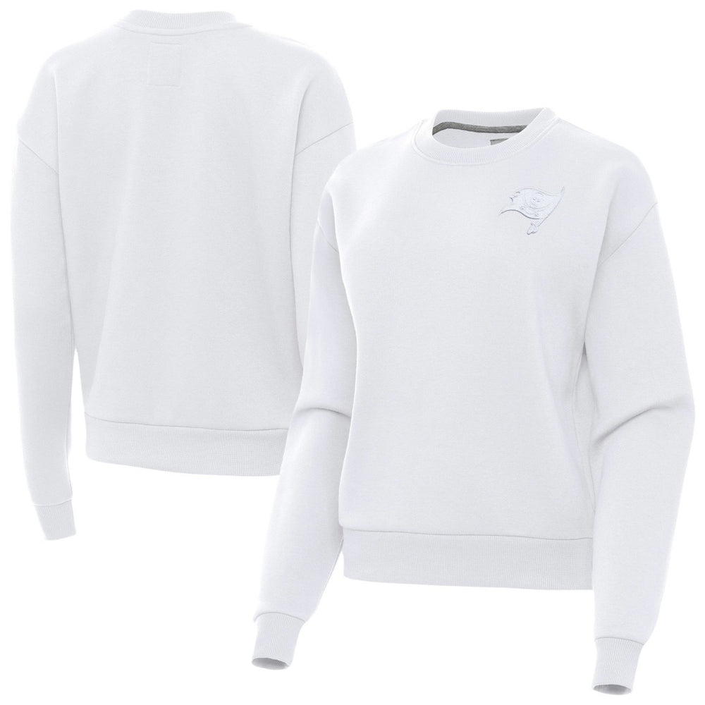 Tampa Bay Buccaneers Antigua Women's Victory Crew Pullover Sweatshirt White - NFL