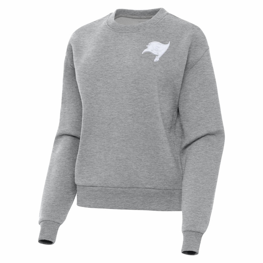 Tampa Bay Buccaneers Antigua Women's Victory Crew Pullover Sweatshirt Heather Gray - NFL