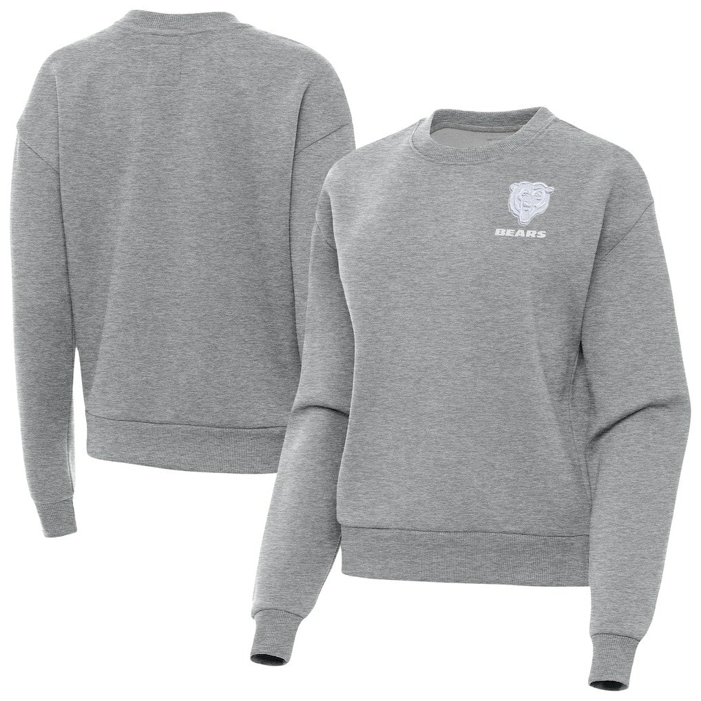 Chicago Bears Antigua Women's Victory Crew Pullover Sweatshirt Heather Gray - NFL