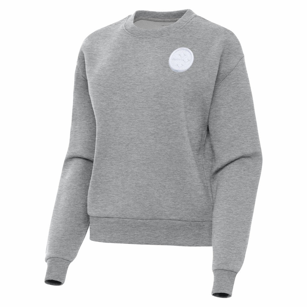 Pittsburgh Steelers Antigua Women's Victory Crew Pullover Sweatshirt Heather Gray - NFL