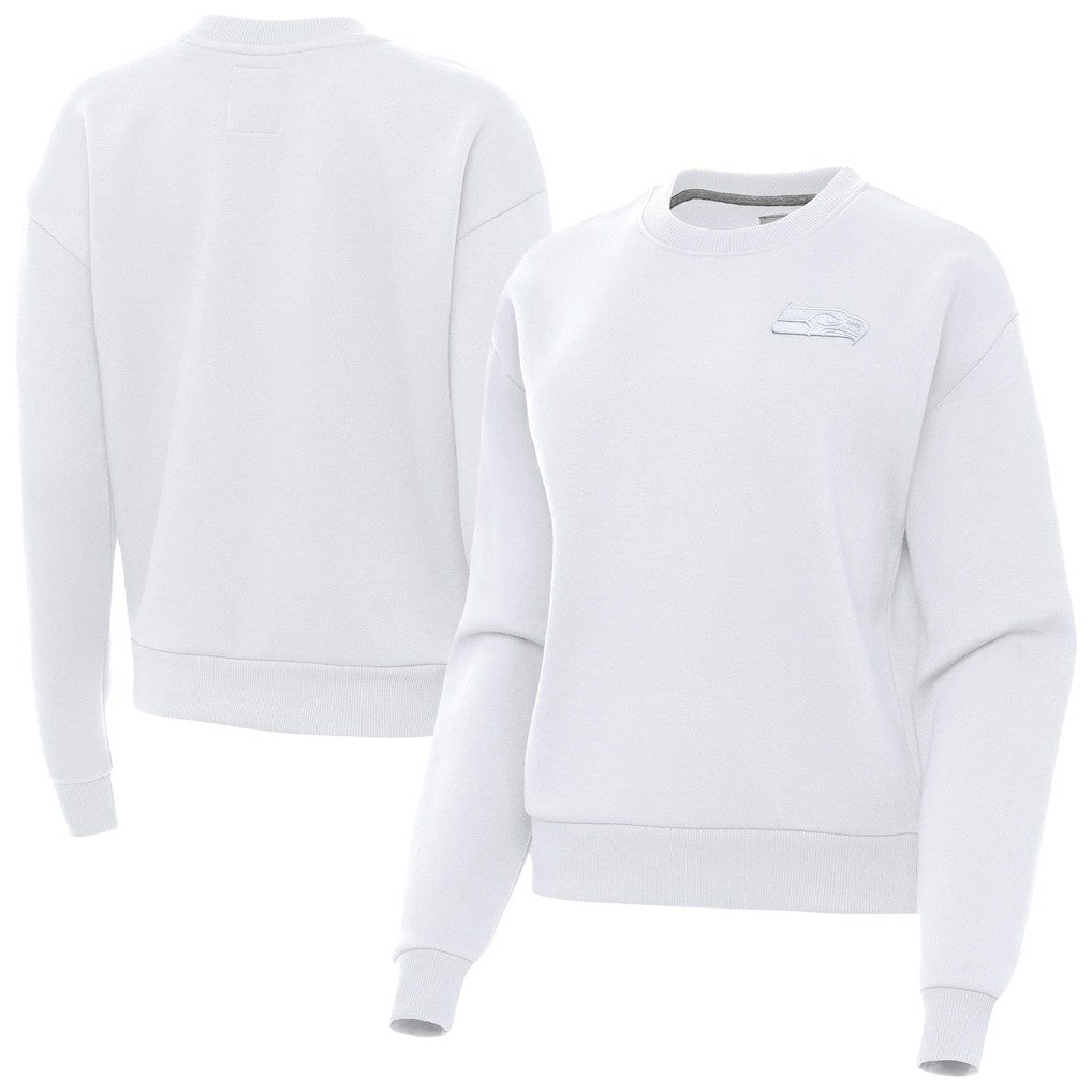 Seattle Seahawks Antigua Women's Victory Crew Pullover Sweatshirt White - NFL