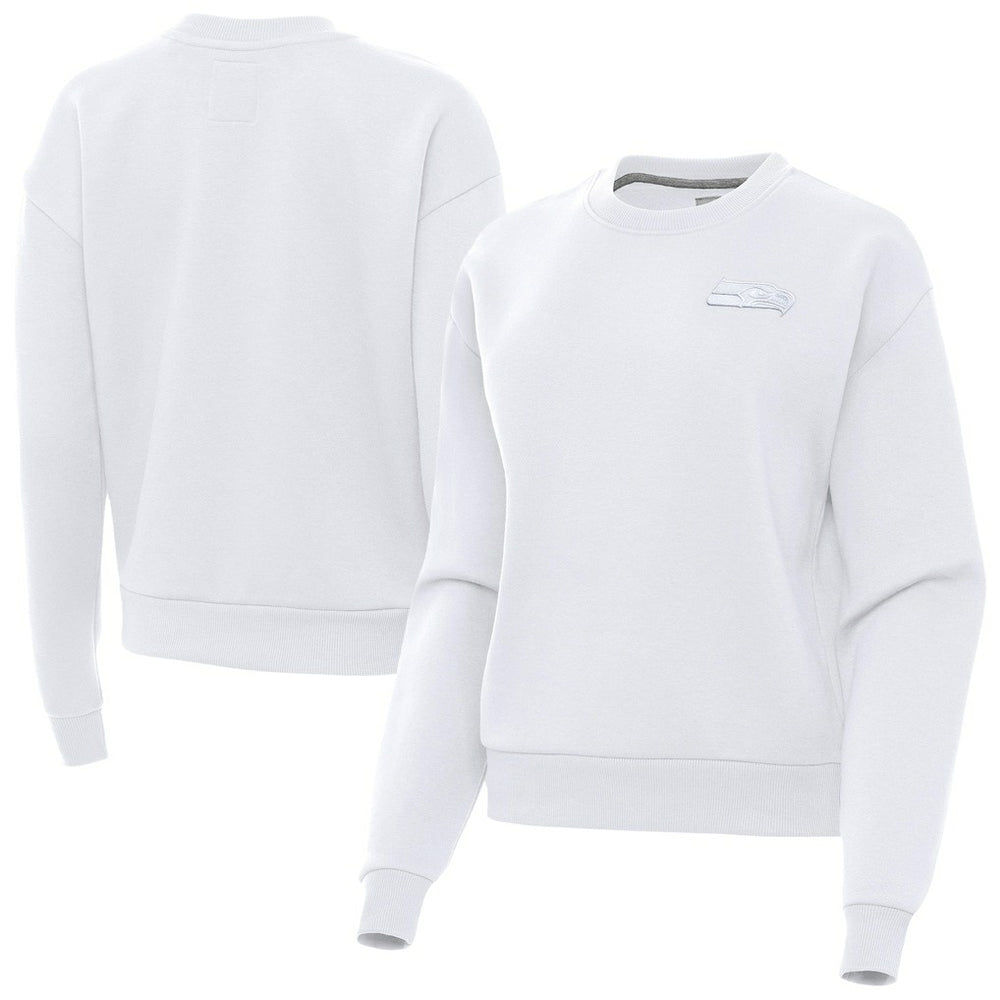 Seattle Seahawks Antigua Women's Victory Crew Pullover Sweatshirt White - NFL