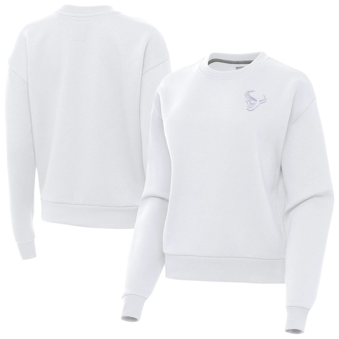 Houston Texans Antigua Women's Victory Crew Pullover Sweatshirt White - NFL