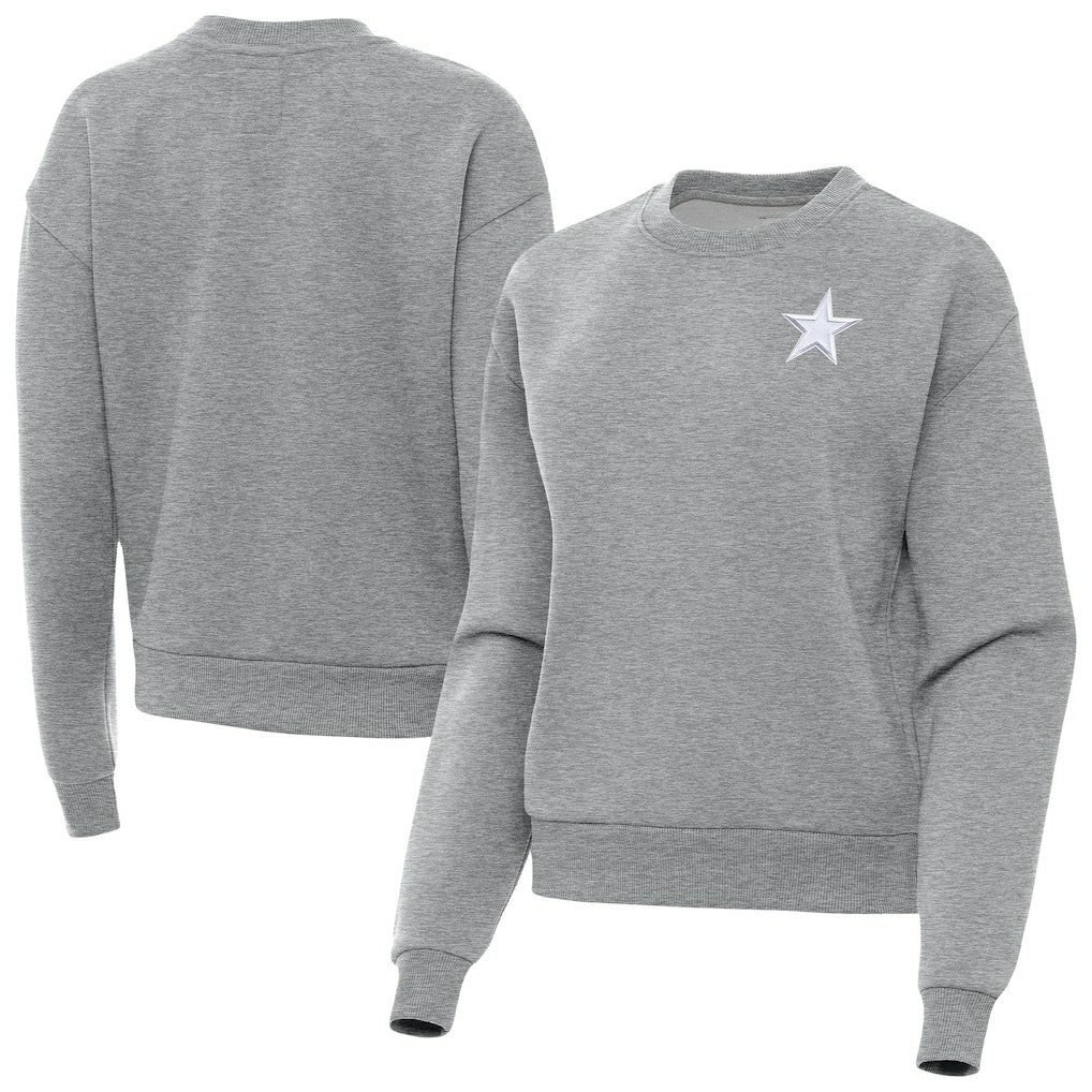 Dallas Cowboys Antigua Women's Victory Crew Pullover Sweatshirt Heather Gray - NFL