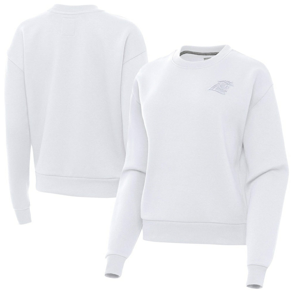 Carolina Panthers Antigua Women's Victory Crew Pullover Sweatshirt White - NFL