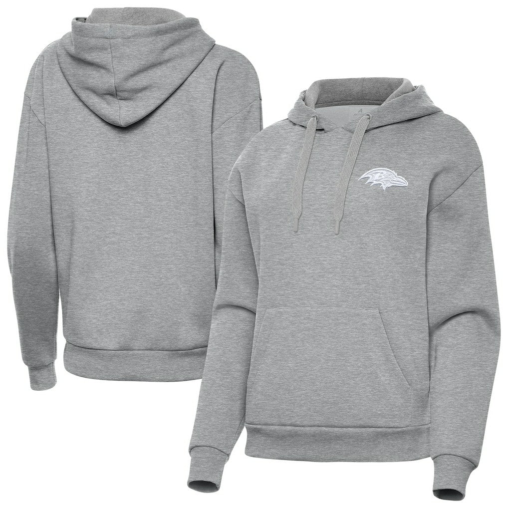 Baltimore Ravens Antigua Women's Victory Pullover Hoodie Heather Gray - NFL