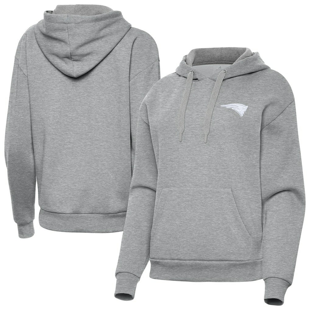 New England Patriots Antigua Women's Victory Pullover Hoodie Heather Gray - NFL