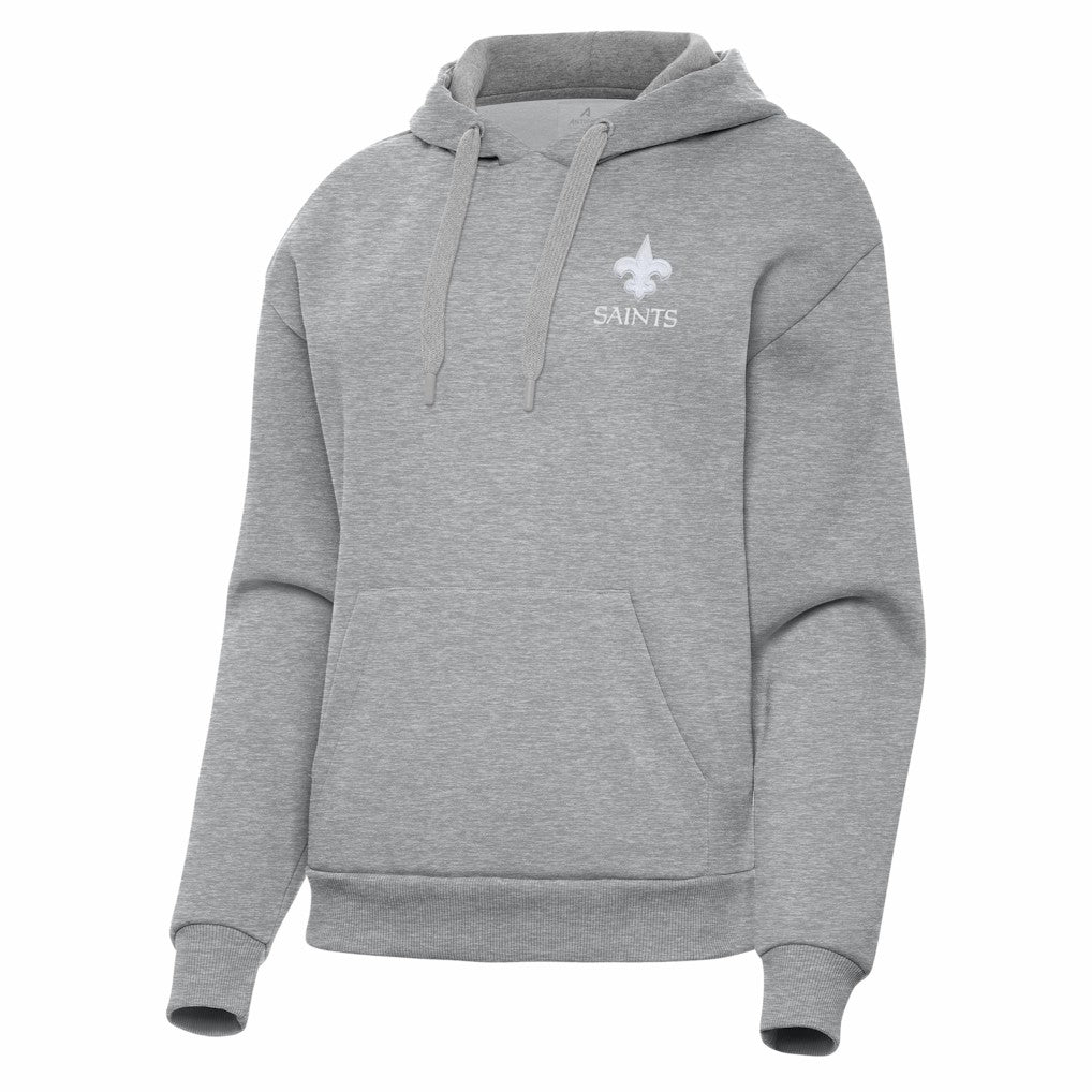 New Orleans Saints Antigua Women's Victory Pullover Hoodie Heather Gray - NFL