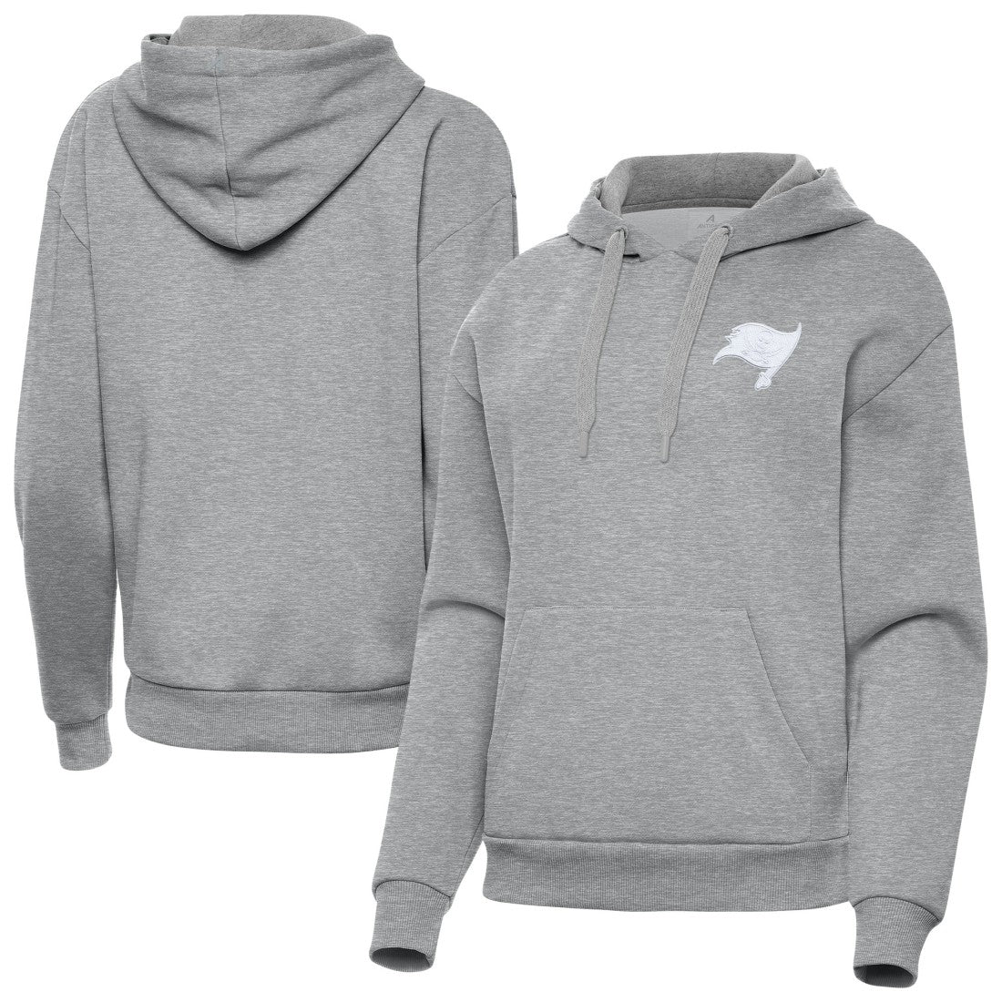 Tampa Bay Buccaneers Antigua Women's Victory Pullover Hoodie Heather Gray - NFL