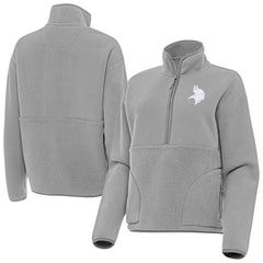Minnesota Vikings Antigua Women's Figure Half-Zip Sweatshirt Gray - NFL