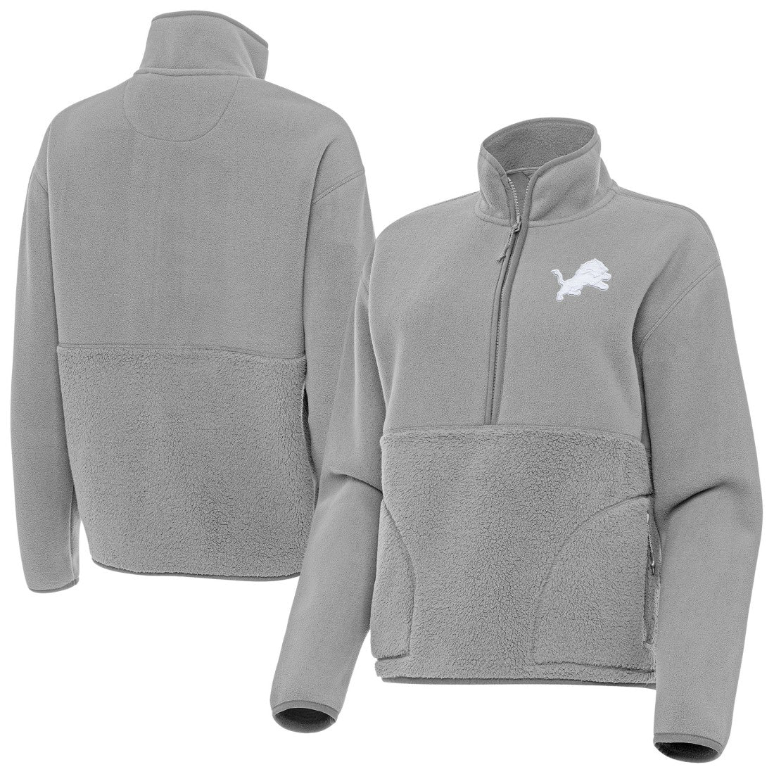 Detroit Lions Antigua Women's Figure Half-Zip Sweatshirt Gray - NFL