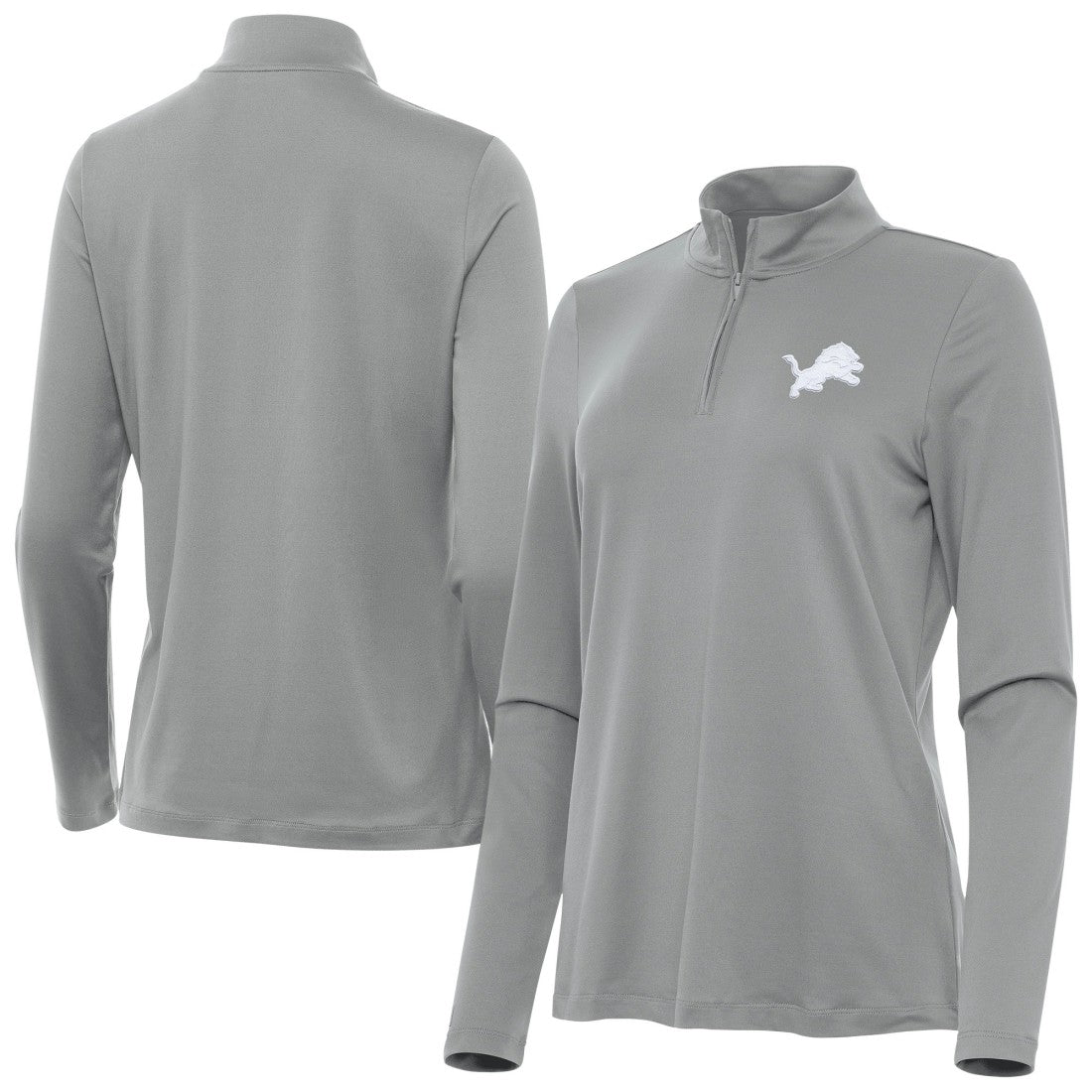 Detroit Lions Antigua Women's Reprocess Quarter-Zip Top Gray - NFL